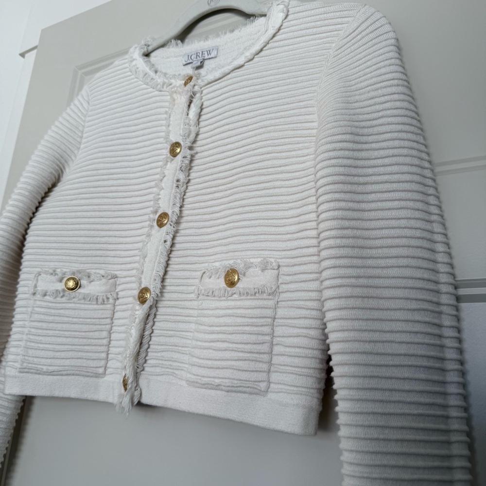 J.Crew Emilie Sweater Lady Jacket in Textured Cotton Blend - Picture 6 of 8